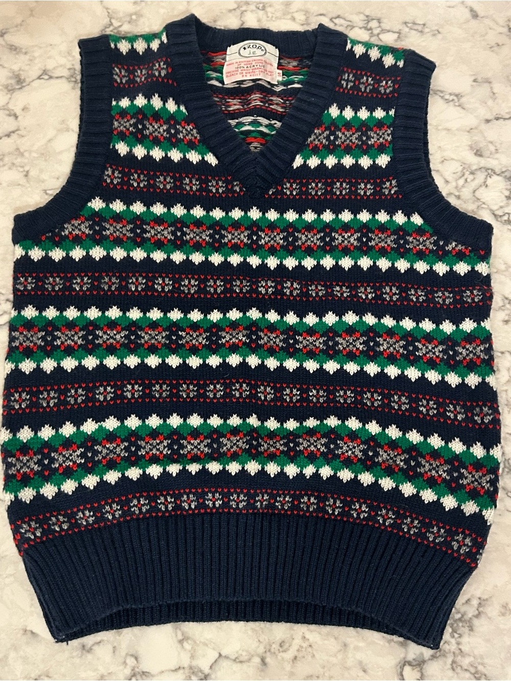 Vintage IZOD J.G. Fair Isle Sweater Vest – Boys Size 14